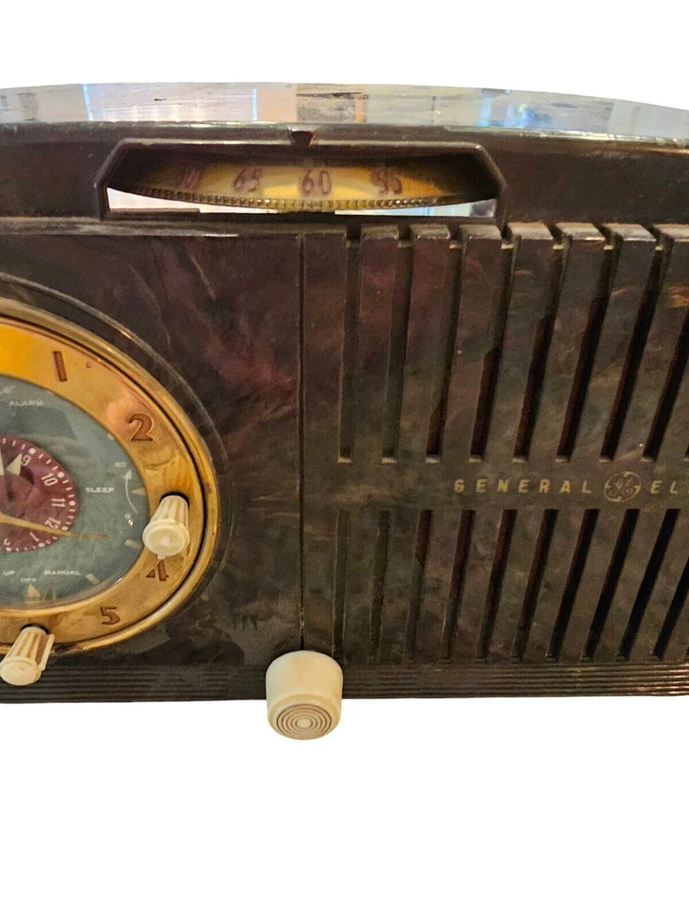 GE Model 515F Plastic Table Tube Alarm Clock Radio Circa 1951